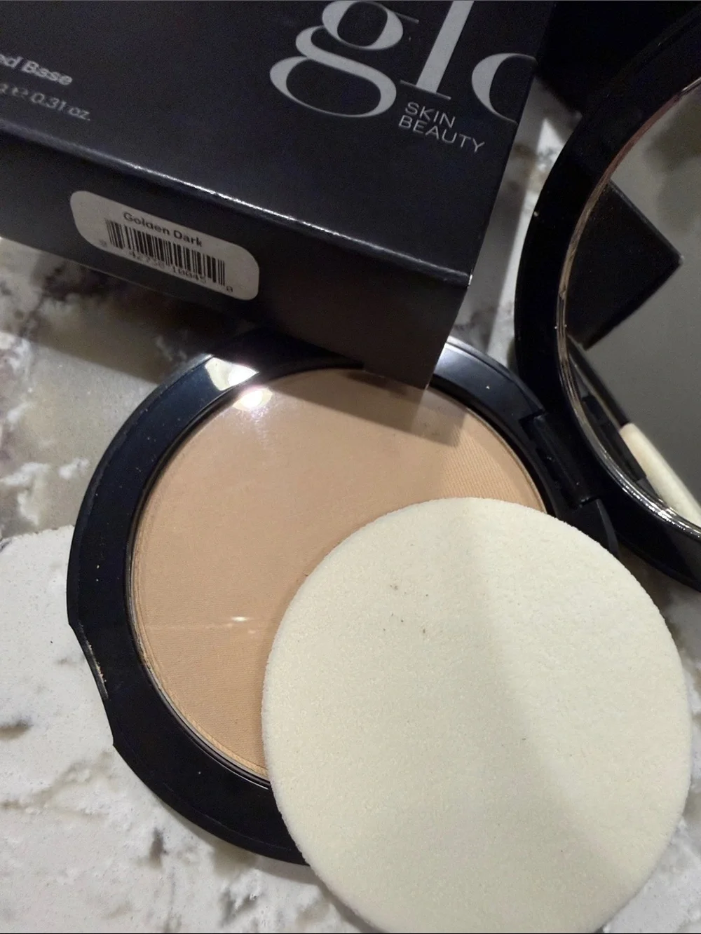 Glo Skin Beauty Pressed Powder Compact - with Black Case - Golden Dark